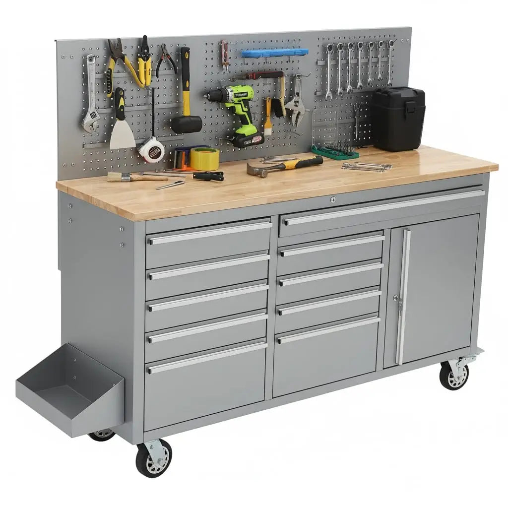 Heavy-Duty Rolling Tool Chest with Workbench Top