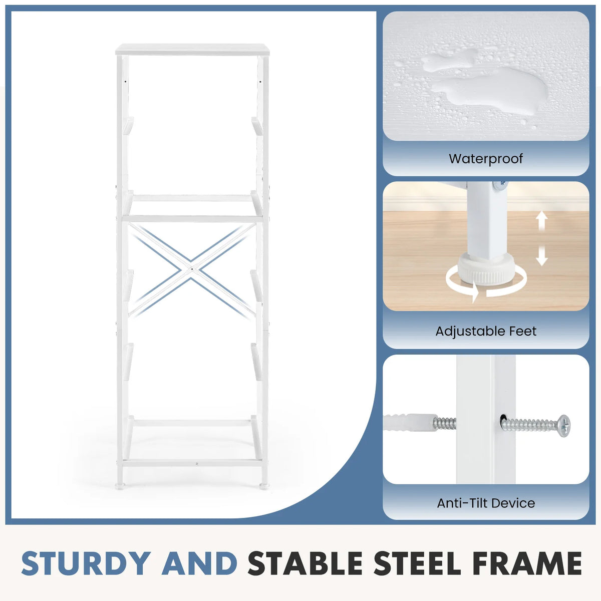 Removable Fabric Bins Sturdy Steel Frame Wood Top Organizer