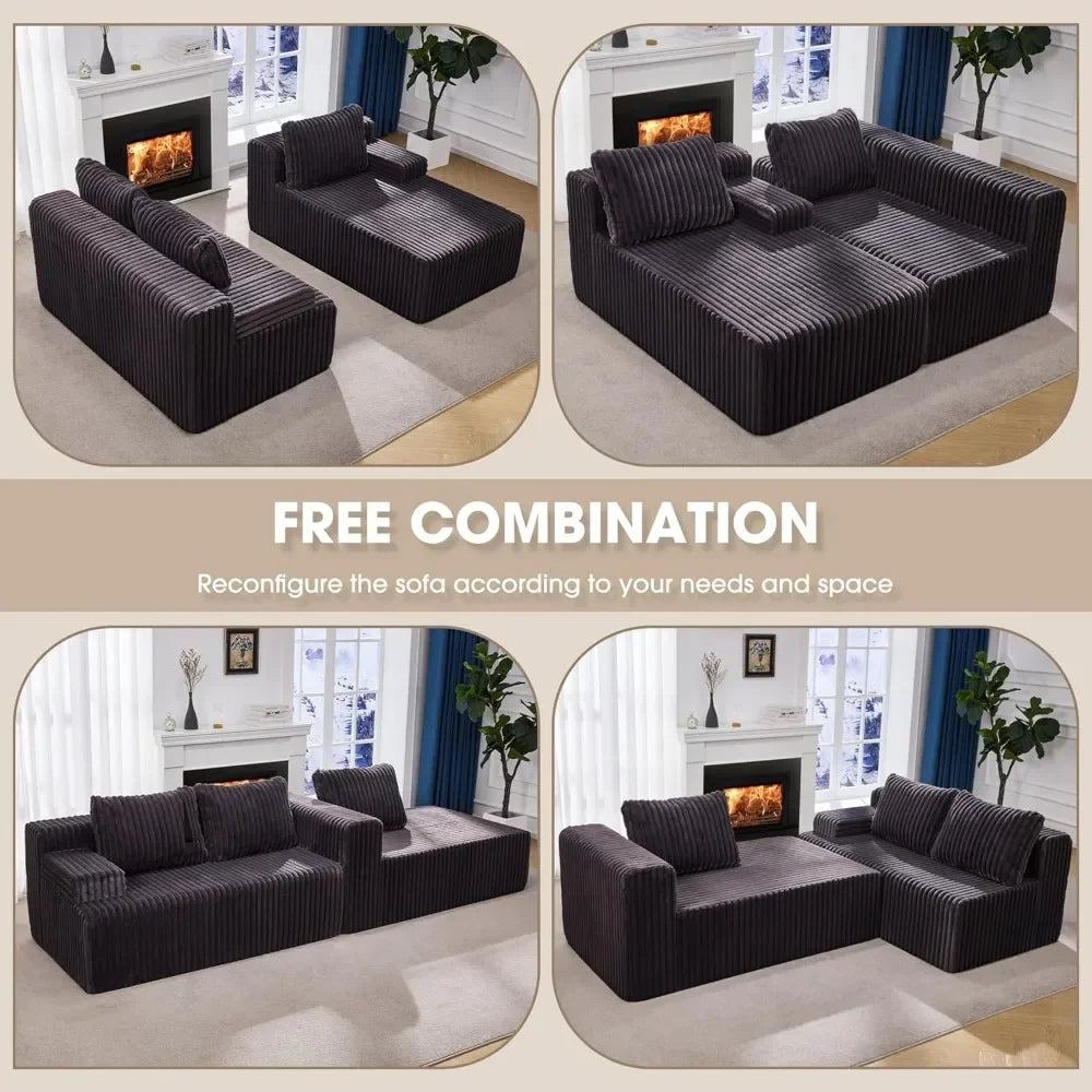 L-Shape Memory Foam Oversize Chaise Living Room Set