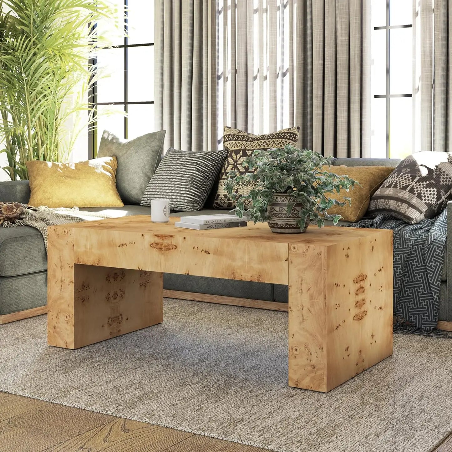 Modern Thick-Leg Rectangular Coffee Table