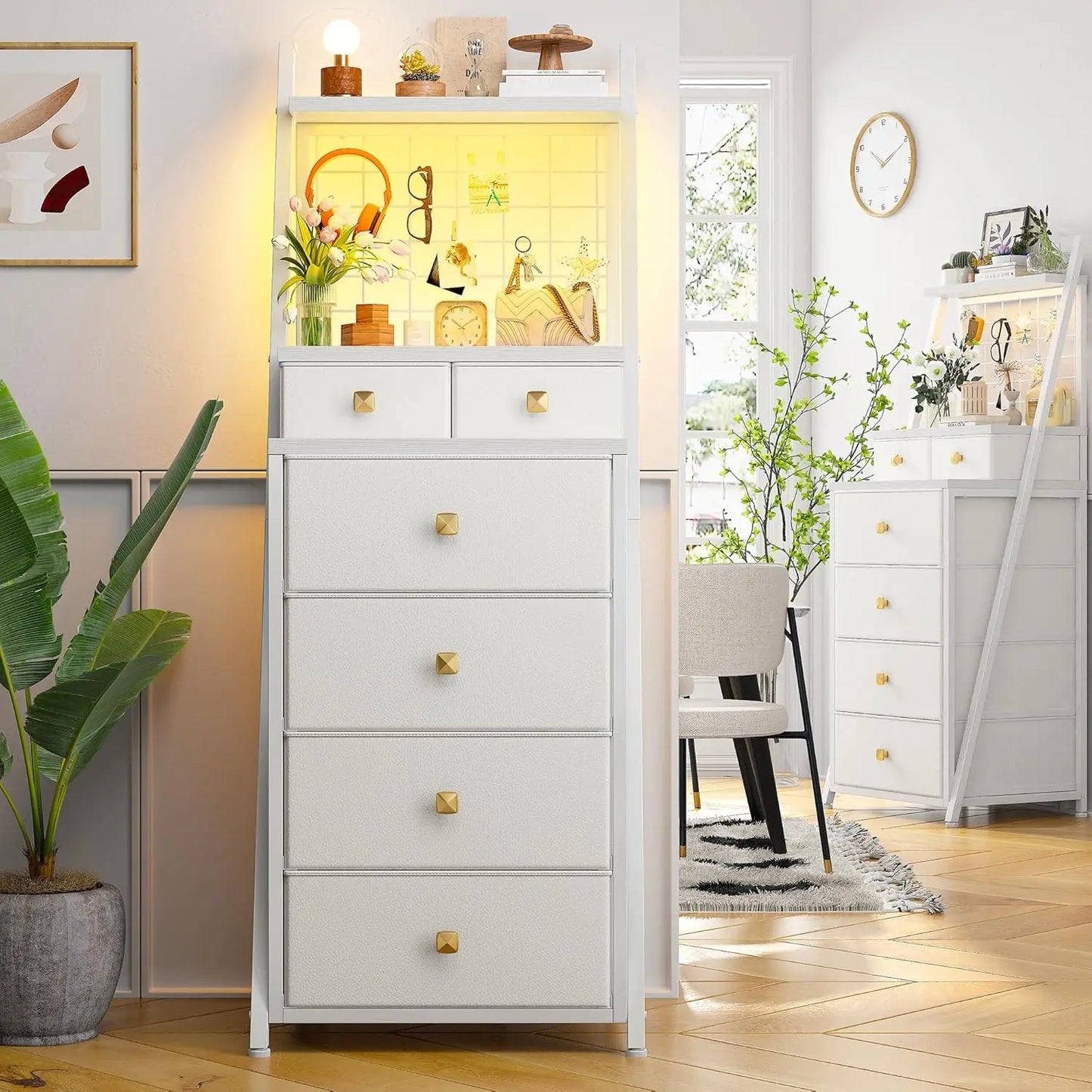 Vertical Dresser for Bedroom with LED Lights