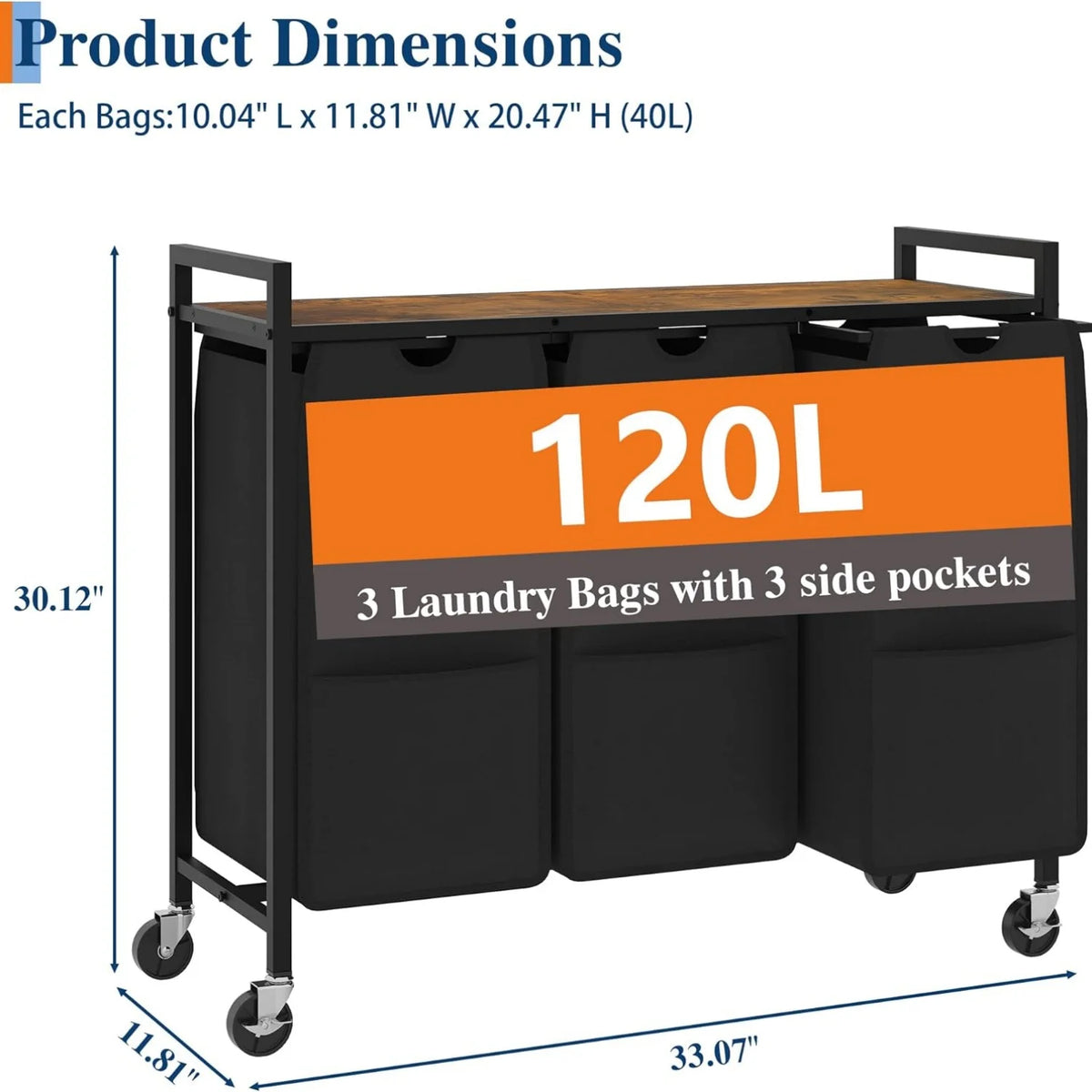 Rolling Laundry Hamper with Shelf