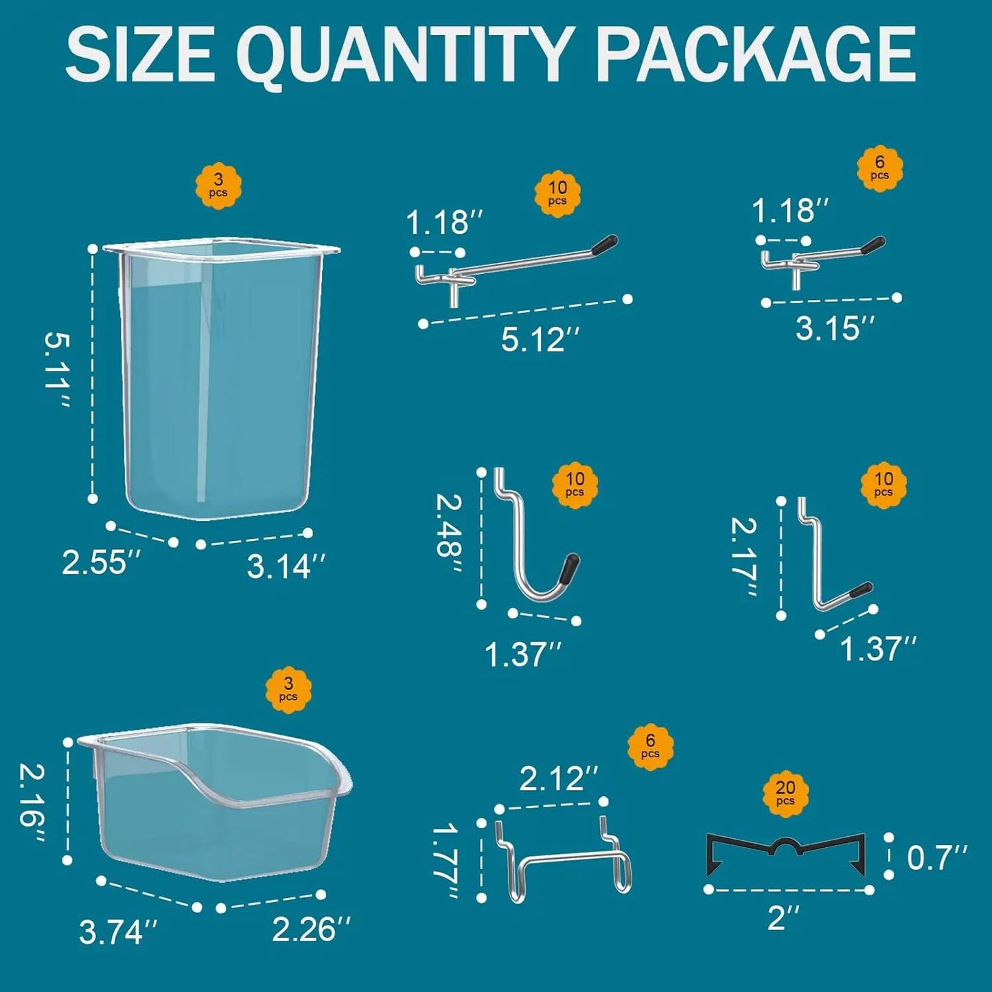 Peg Board Kit with Hooks and Bins