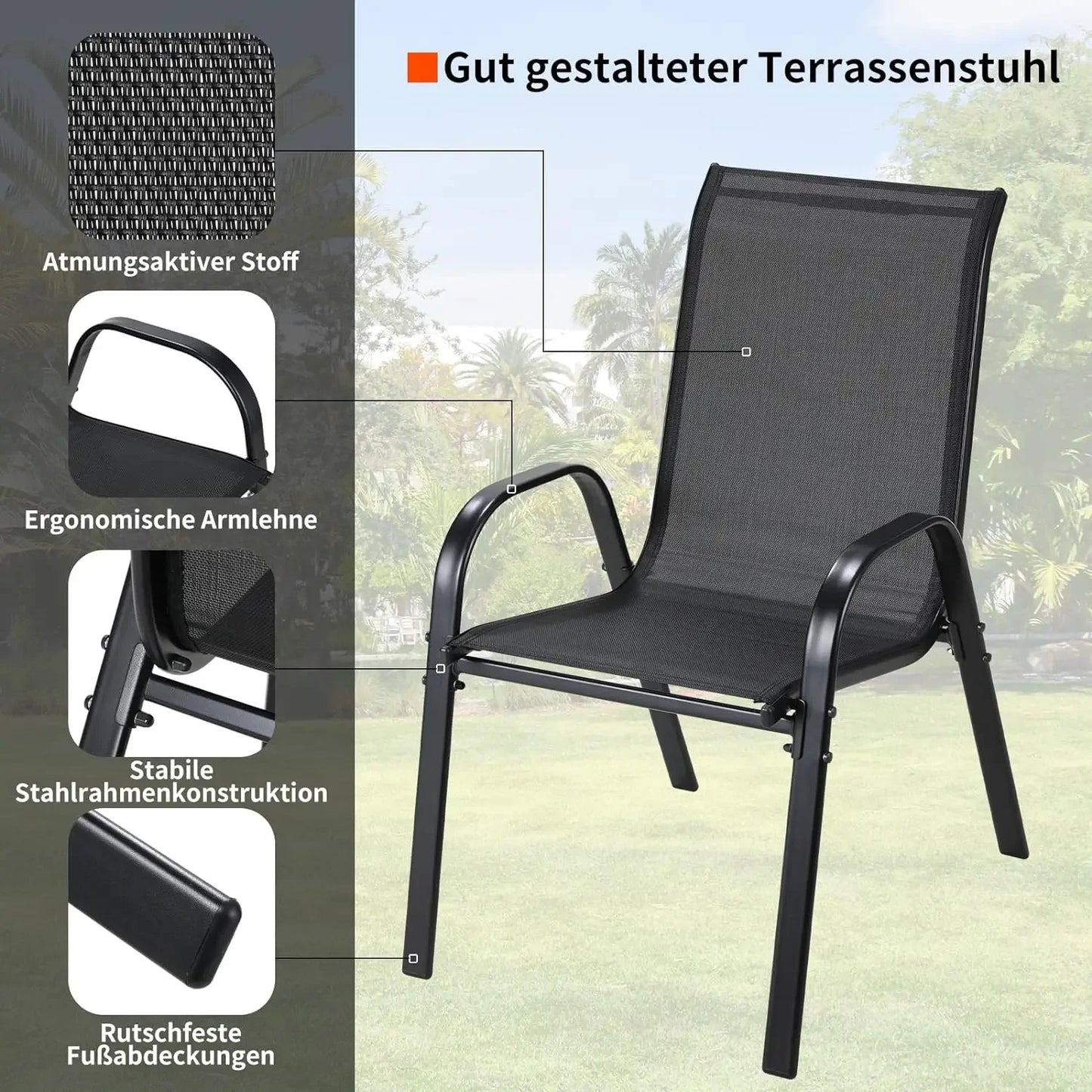 Folding High Back Balcony Garden Chairs