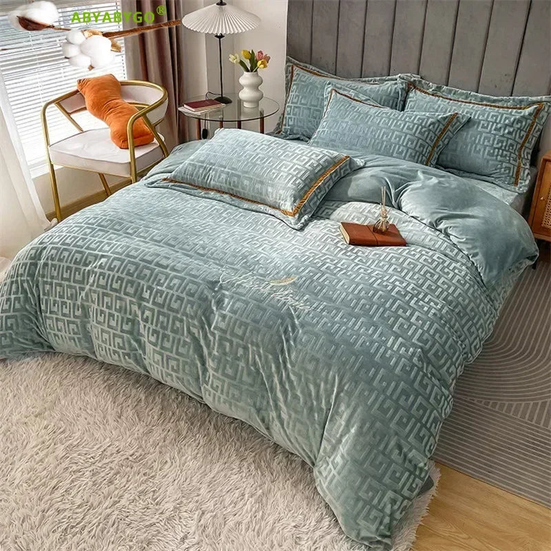 Bedding Set Luxury Winter Double Sided Milk Velvet Duvet Covers