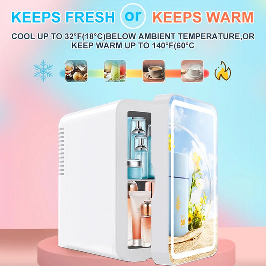 Hot and cold storage portable LED mini refrigerator