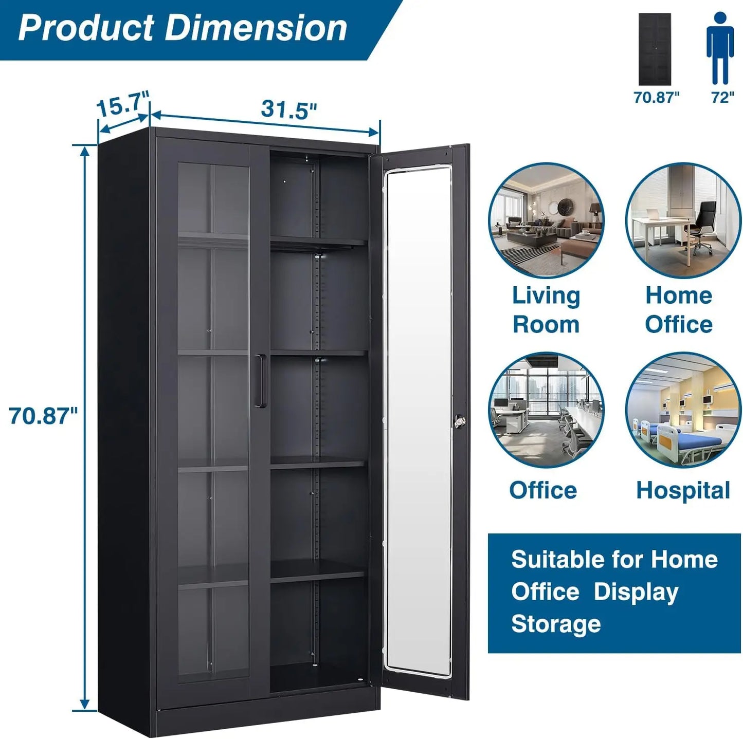 Display Cabinet with Locking Glass Doors Display Case