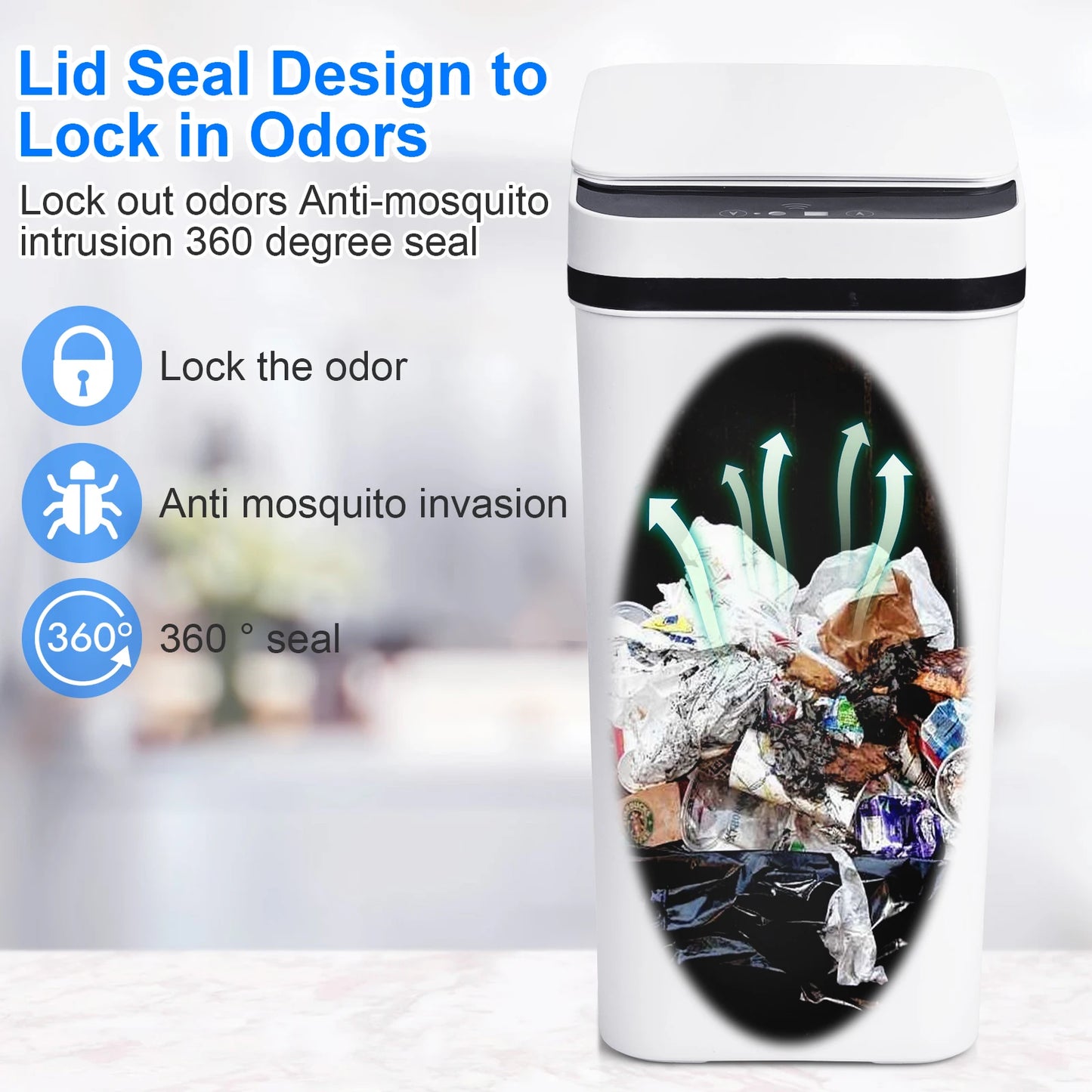 2 Pack 12L Automatic Trash Cans Touch Motion Sensor