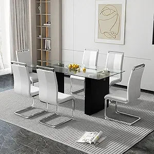 Dining Table Set with Tempered Glass Top