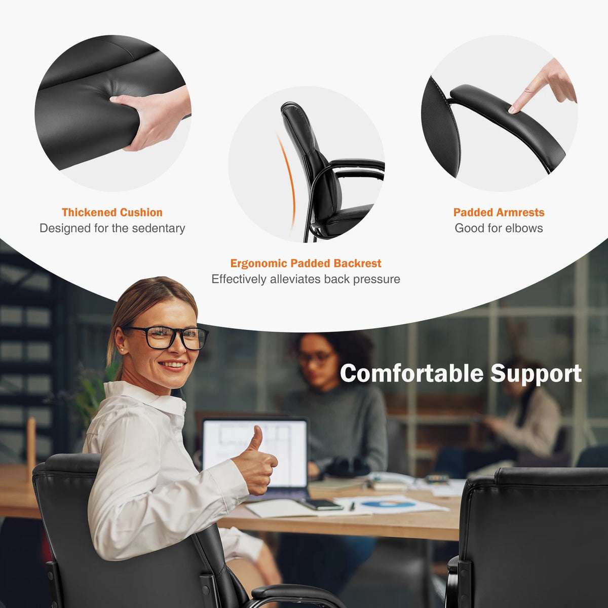 Padded Backrest Chair Waterproof PU Leather Seat