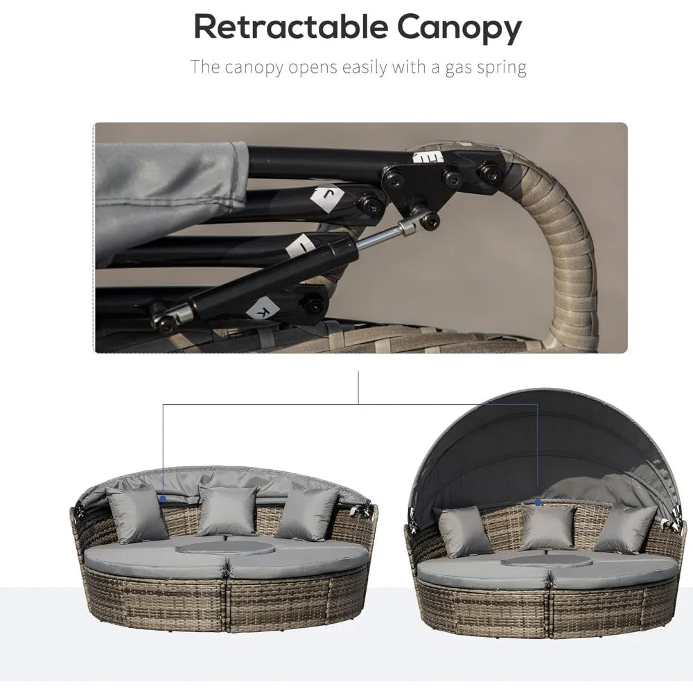Round Convertible Daybed with Cushions
