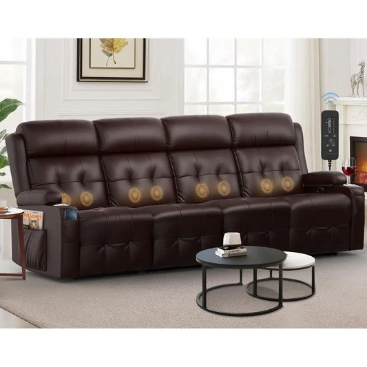 Heavy Duty Reclining Sofa Set with Massage with Storage and Cup Holders