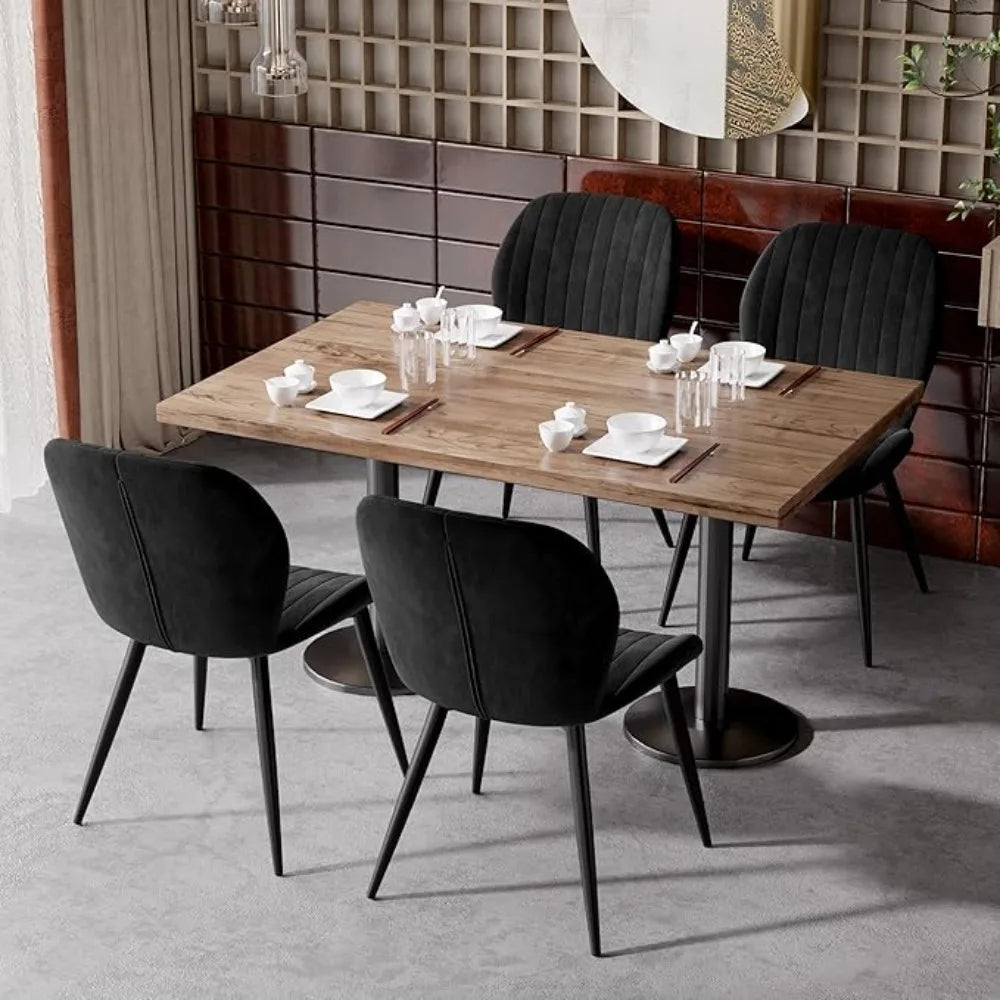 Upholstered Modern Fabric Dining Chairs with Thick Cushions
