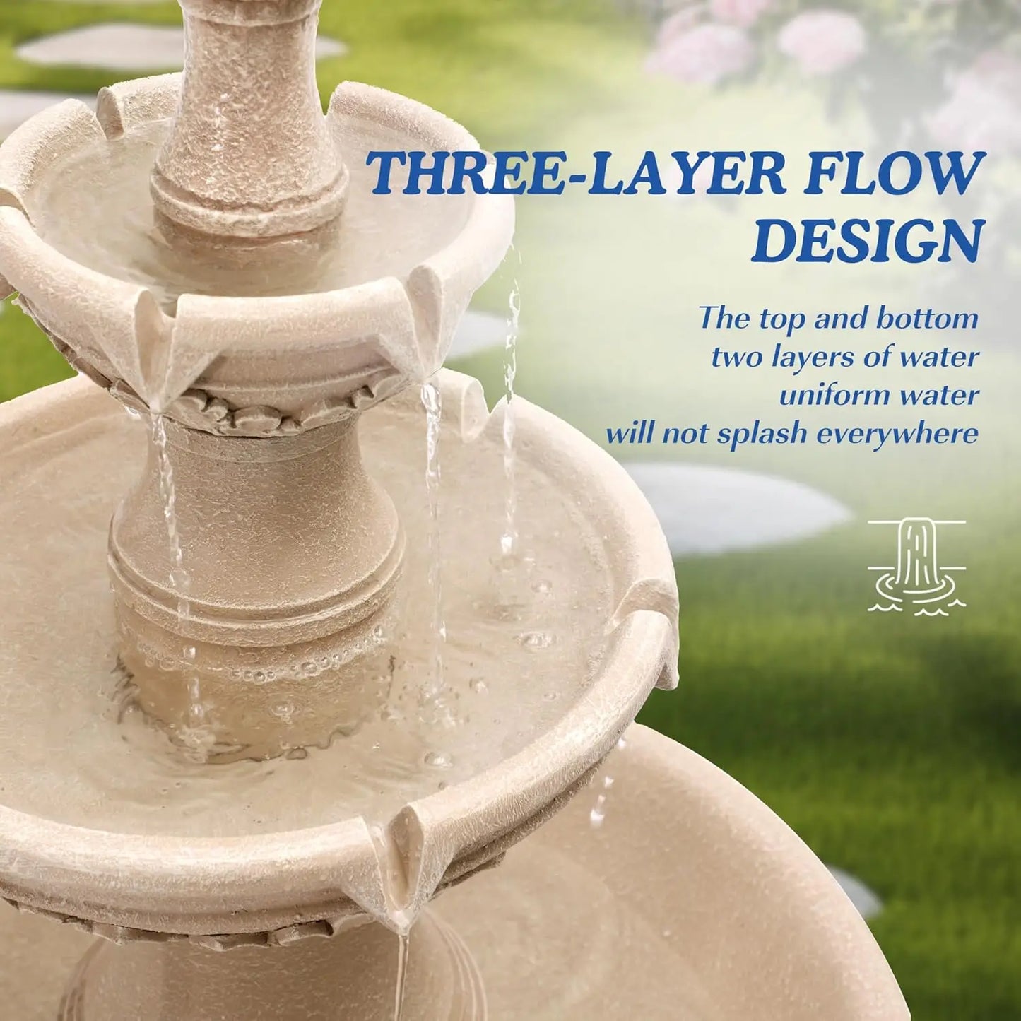 Large Cascading Resin Floor Standing Water Fountain With Pump