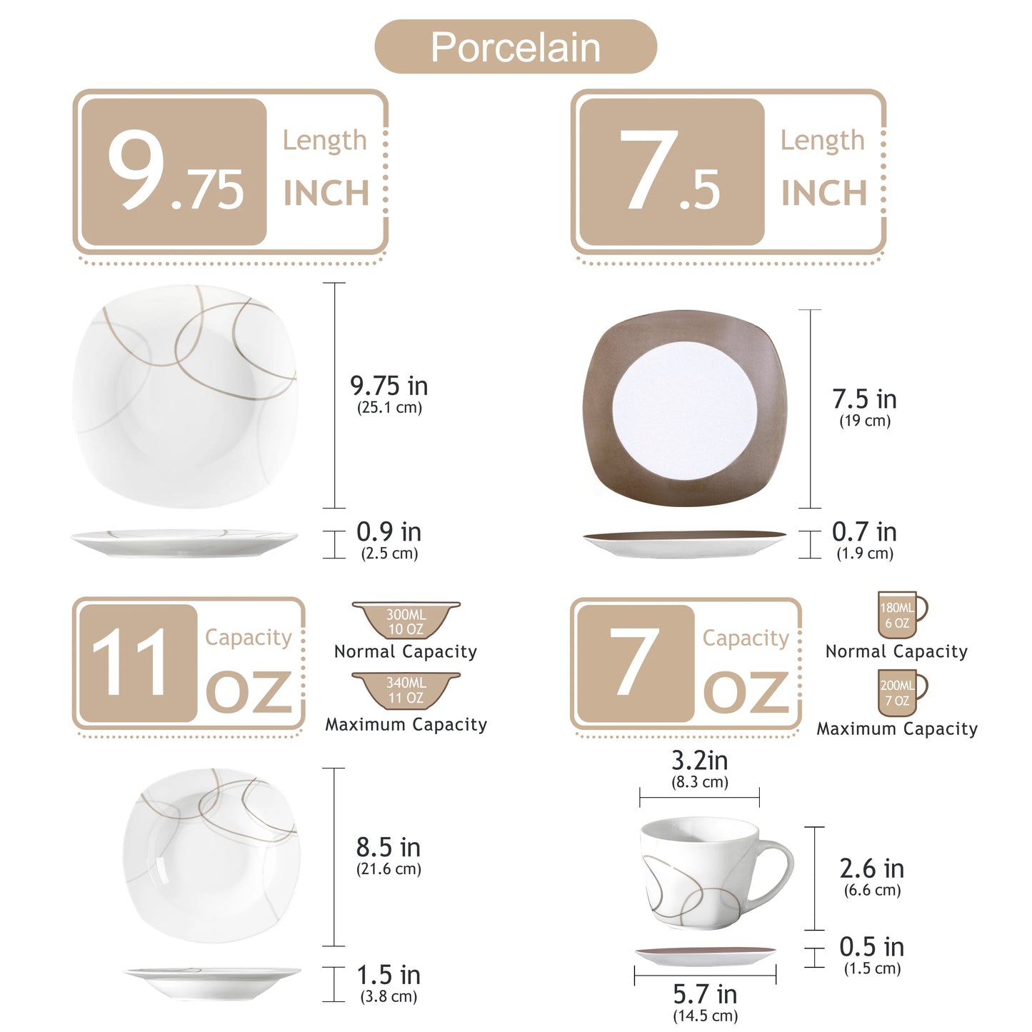 Porcelain Ceramic Kitchen Dinner Plate Set