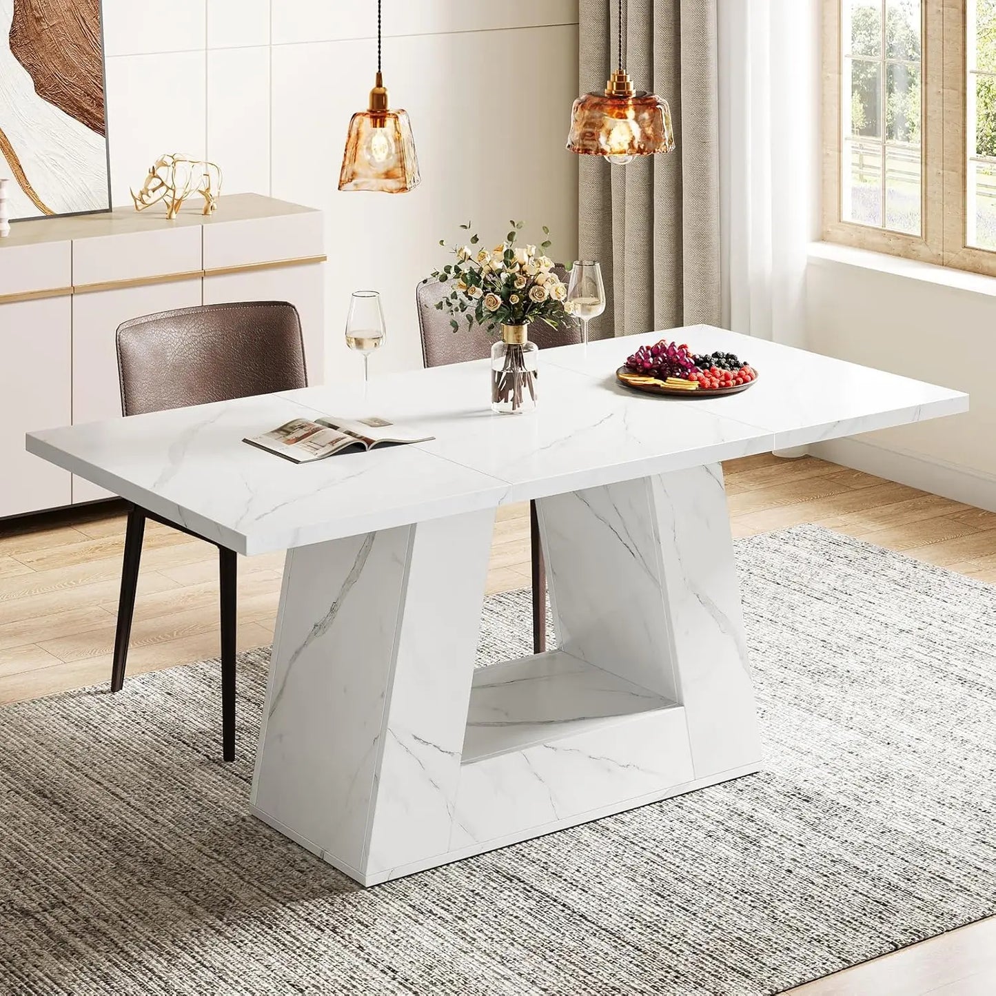 Rectangular Dining Table for 4 to 6 People