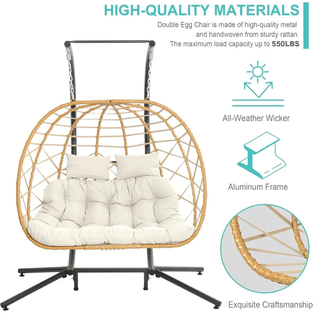 Double Egg Swing Chair with Stand