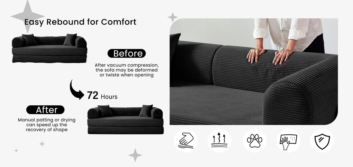 Boneless Couch Foldable Convertible Futon Sleeper Sofa Bed