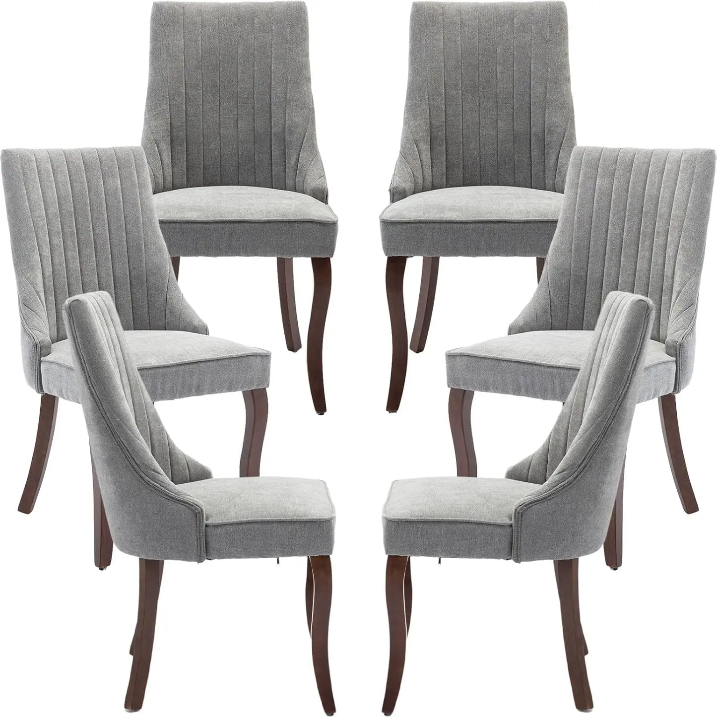Velvet Upholstered Dining Chairs Set of 6 Mid Century