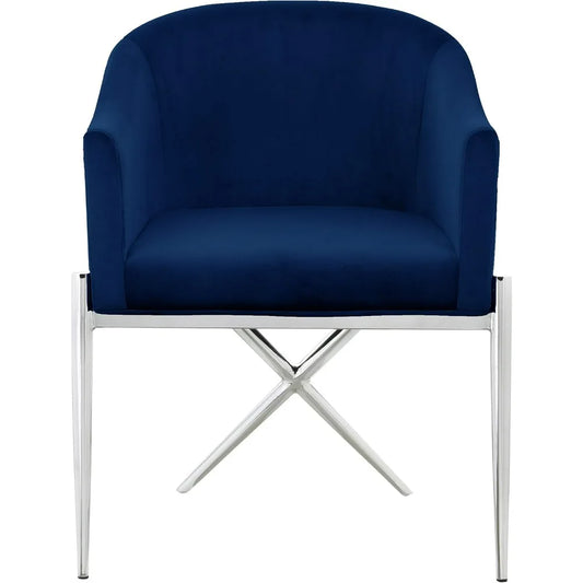 Modern Velvet Upholstered Dining Chair with Steel X-Frame Legs