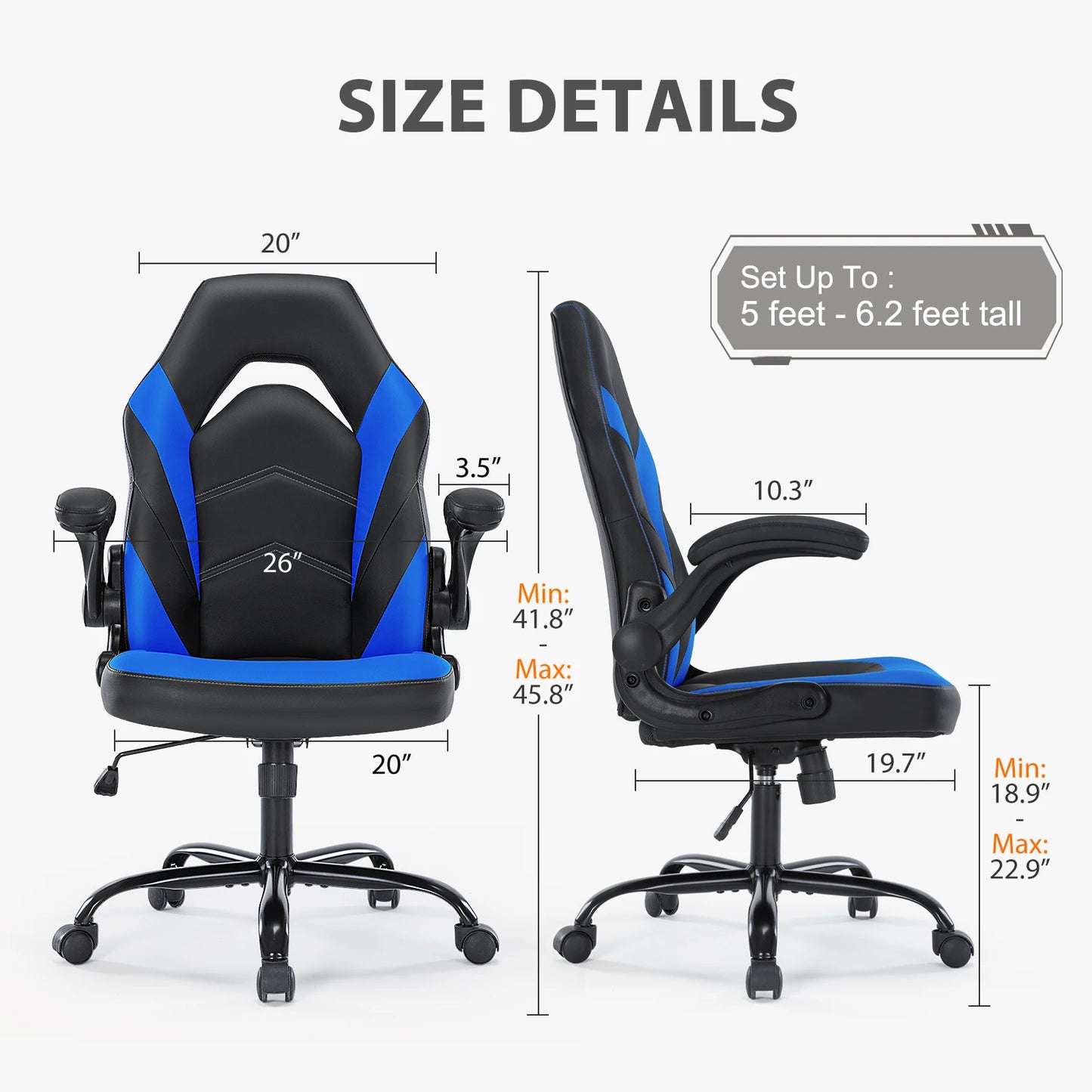 Office Chair with Swivel Rolling Flip-up Armrest