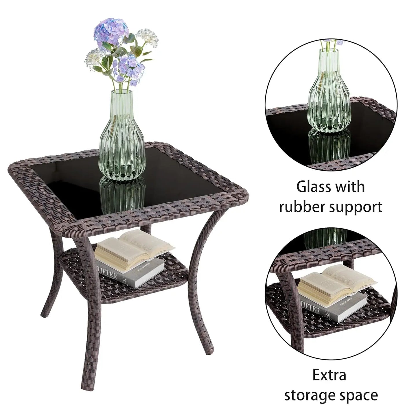 Wicker Swivel Rocker Chair Set