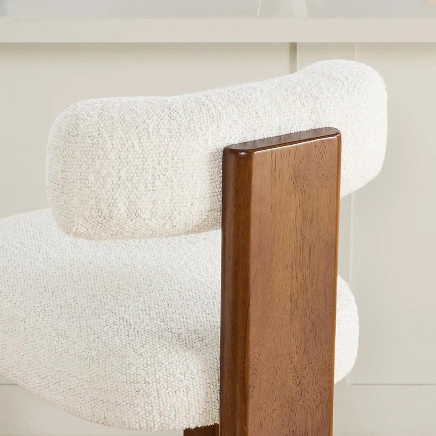 Upholstered Bar Stools with Backs & Wood Legs for Kitchen Island Dining Room