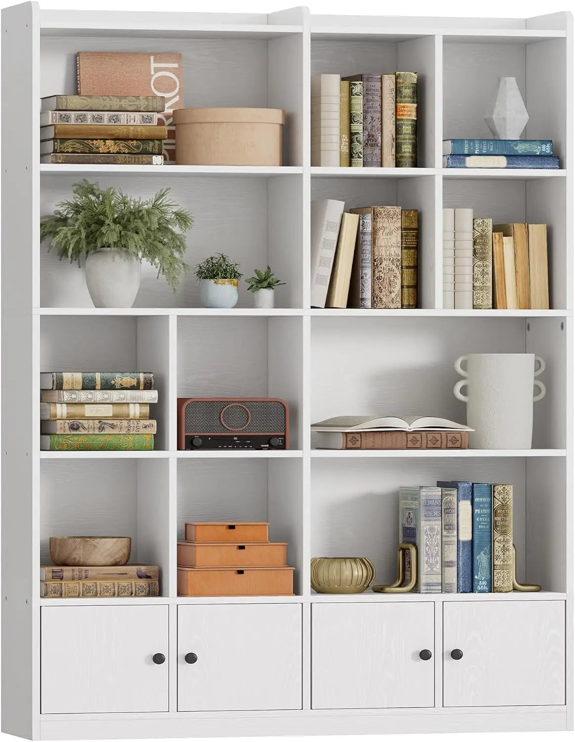 Floor Standing Tall Display Storage Shelves with Doors
