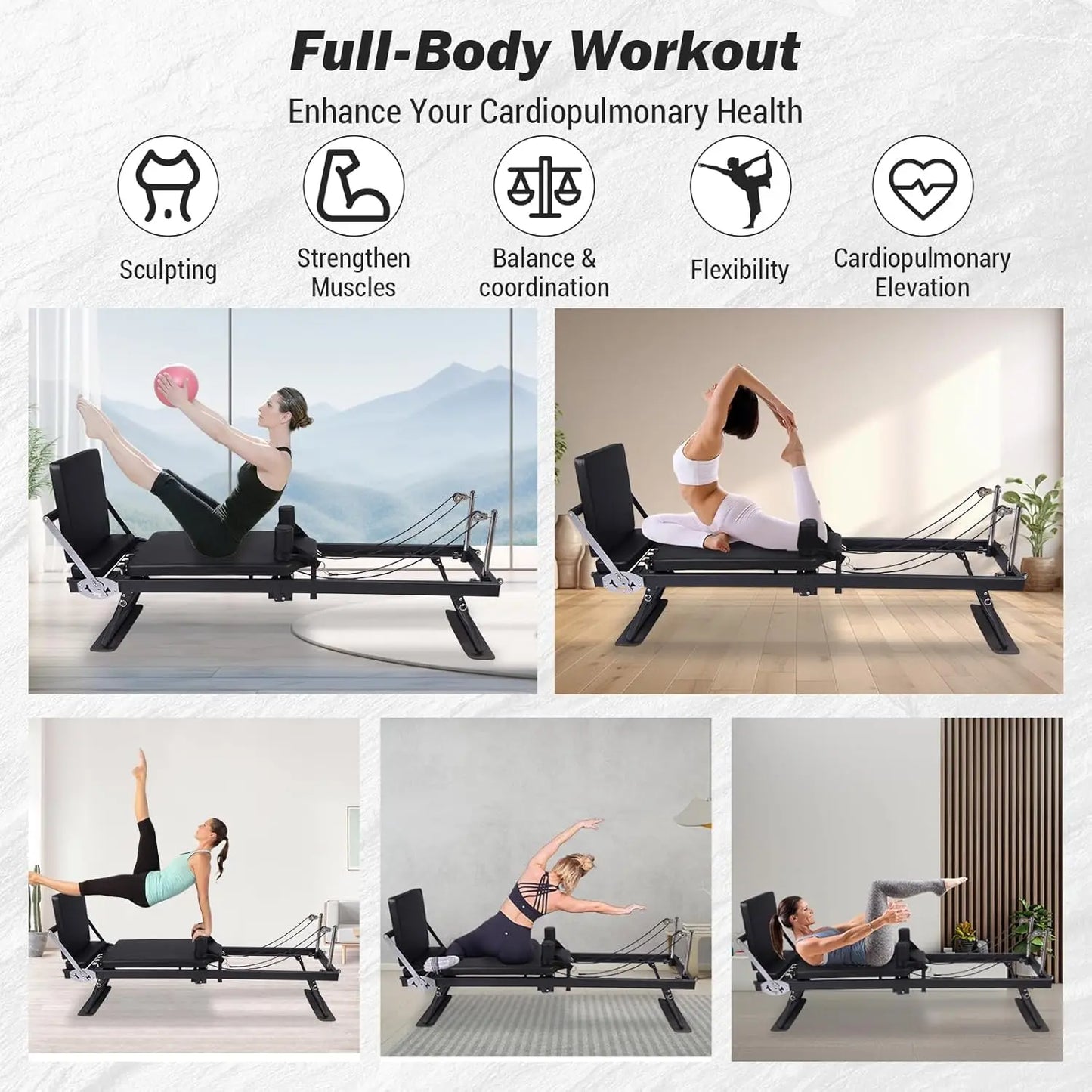 Pilates Equipment with Piano Wire Springs and Jump Boards