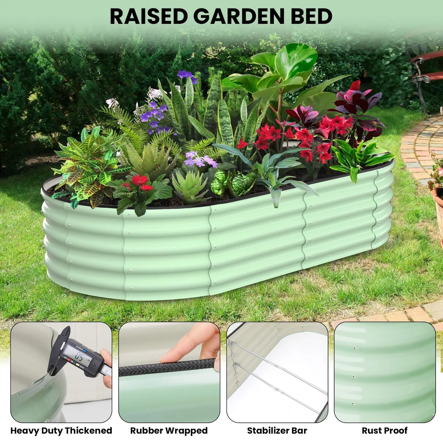 Oval Galvanized Steel Raised Garden Bed