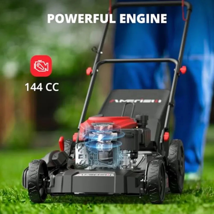 Gas Push Lawn Mower with Discharge 6-Position Height Adjustment