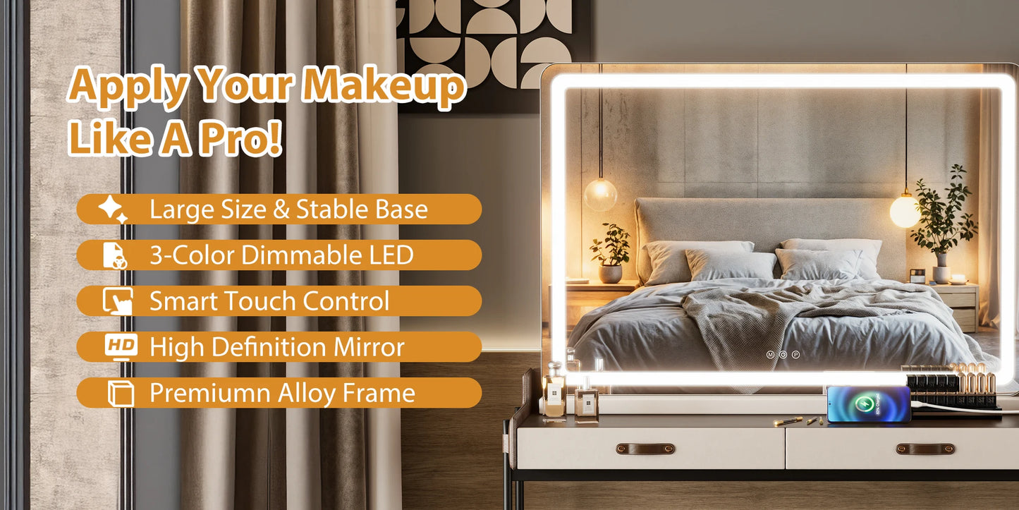 LED Vanity Mirror with Lights Aluminum Frame