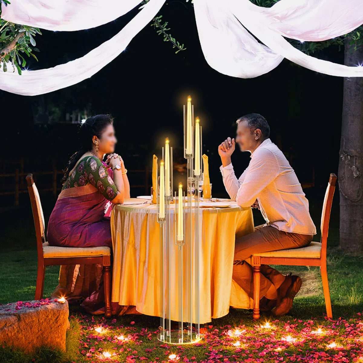 Clear Floor Candelabra Candlestick Holder for Table Centerpiece