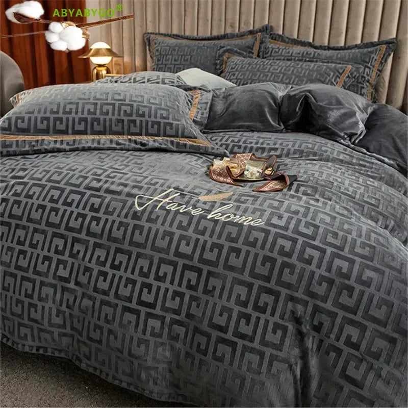Bedding Set Luxury Winter Double Sided Milk Velvet Duvet Covers