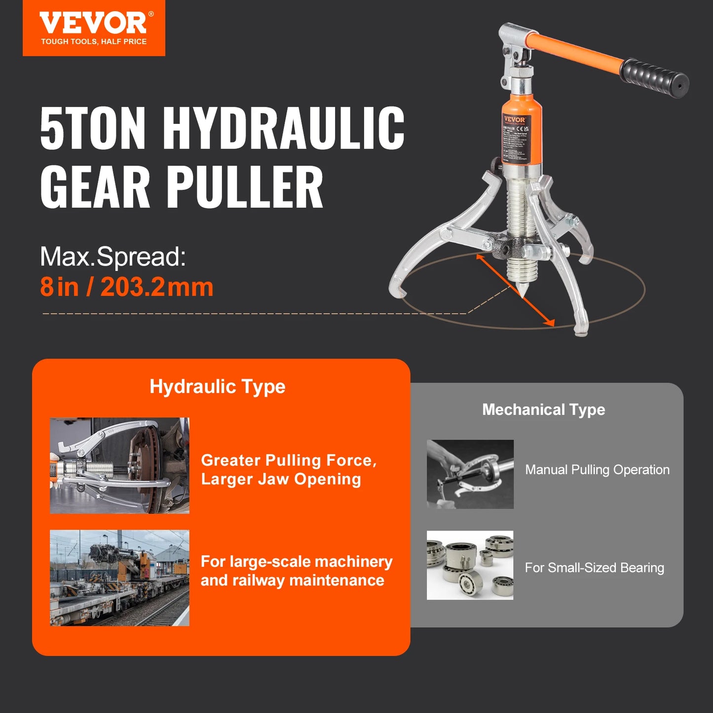 Hydraulic Gear Puller Separator Tools Adjustable Two Three Jaws Garage Repair Shop Gears