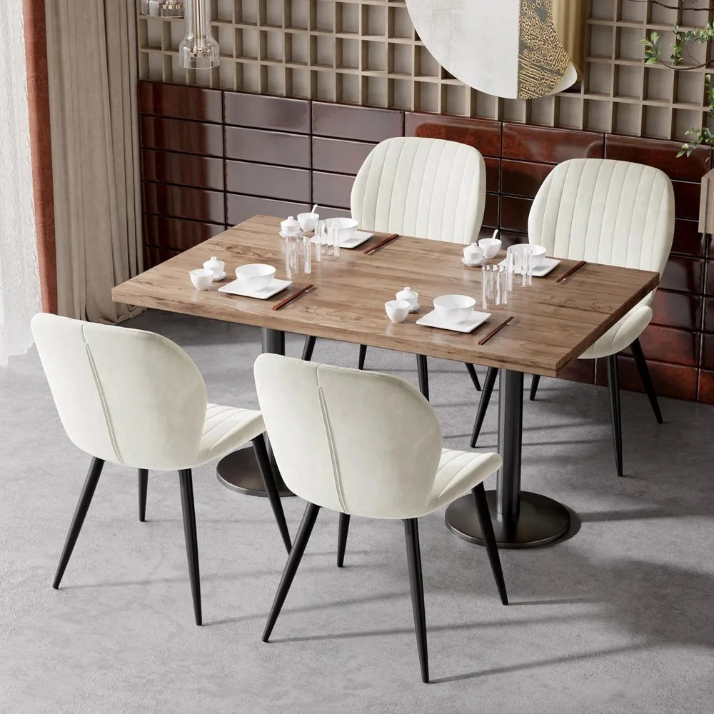 Upholstered Modern Fabric Dining Chairs with Thick Cushions