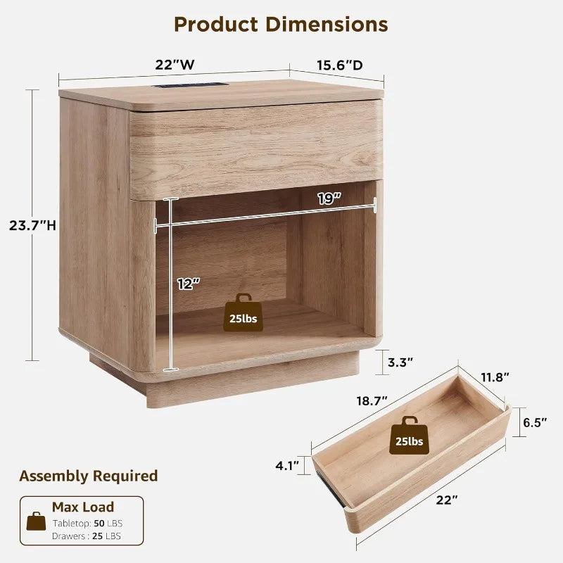 Modern Nightstand with Charging Station