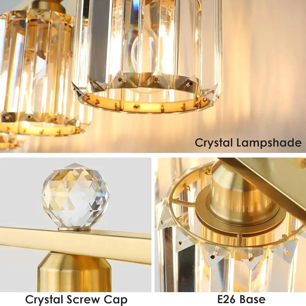 Bathroom Modern Vanity Gold Light Fixture with Clear Crystal Shades