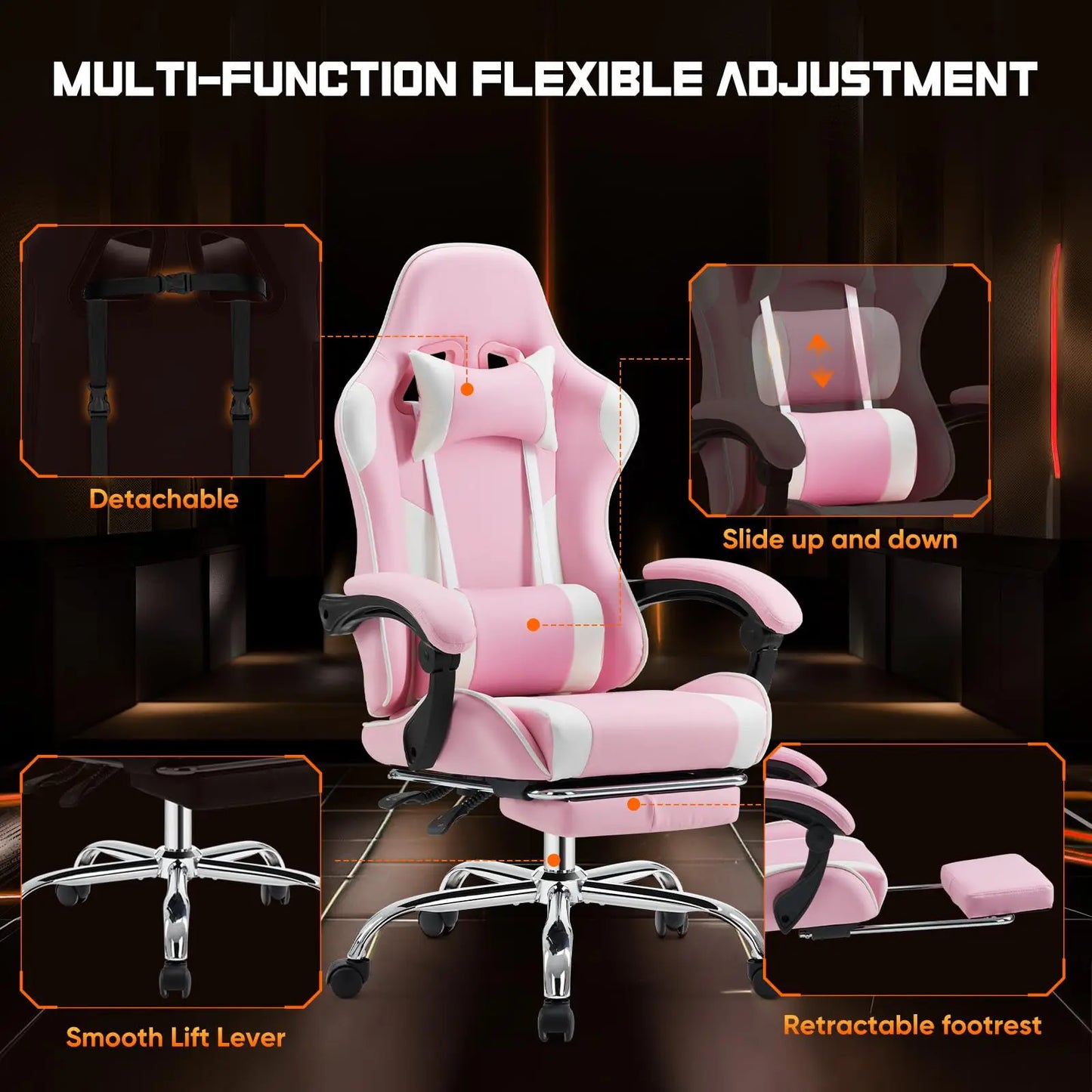 Ergonomic Office Chair with Footrest and Lumbar Support Height