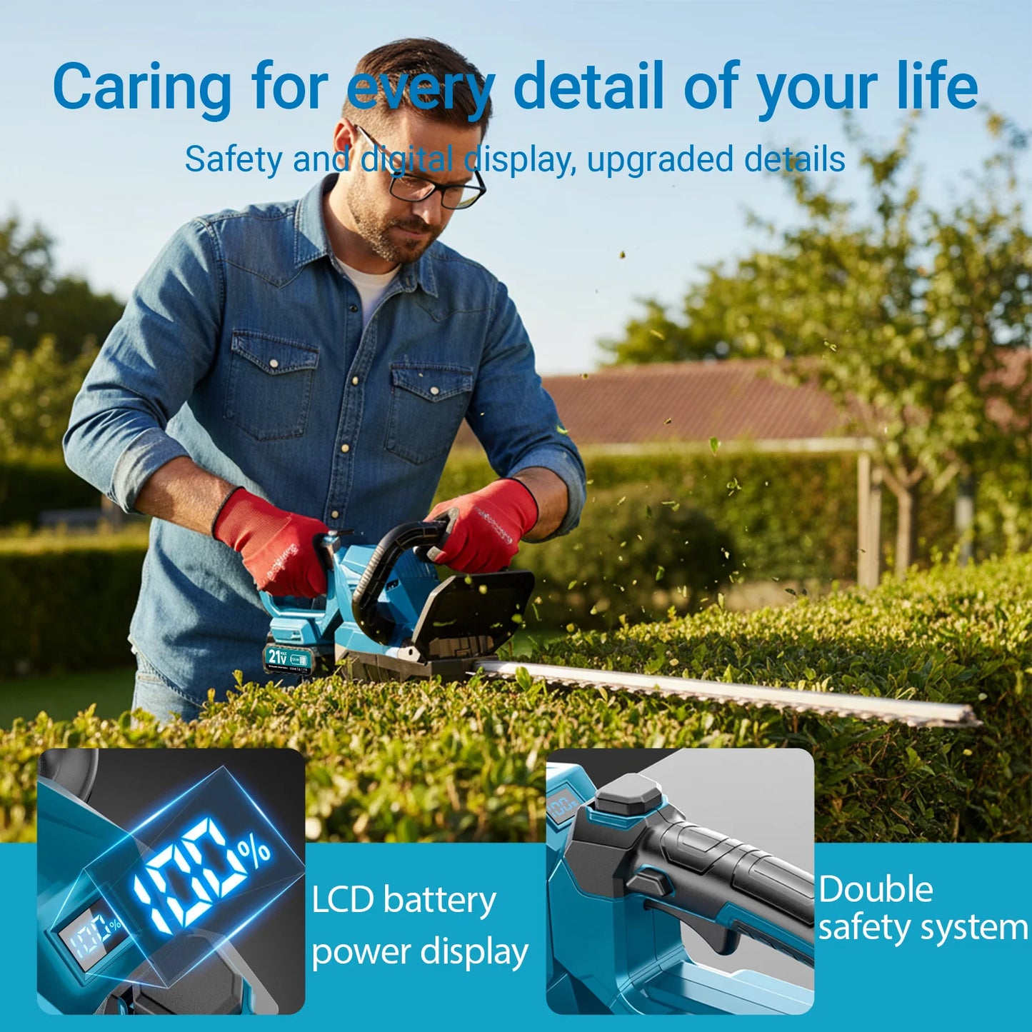 20'' Hedge Trimmer Cordless, 3000rpm Electric Hedge Trimmer, with Battery, 180° Rotatable Head for Yard, Garden, Lawn Care