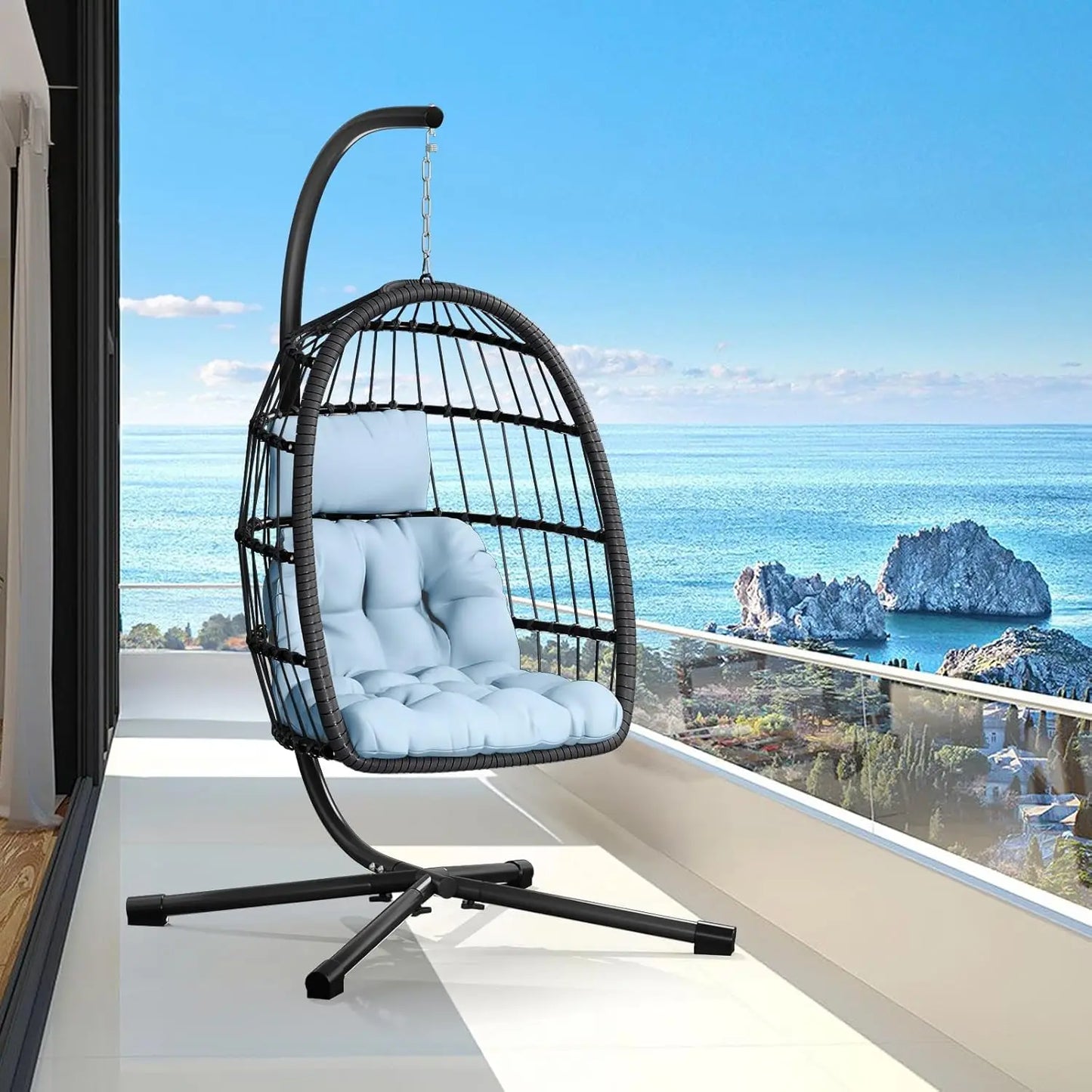 Rattan Wicker Hanging Swing Egg Chair