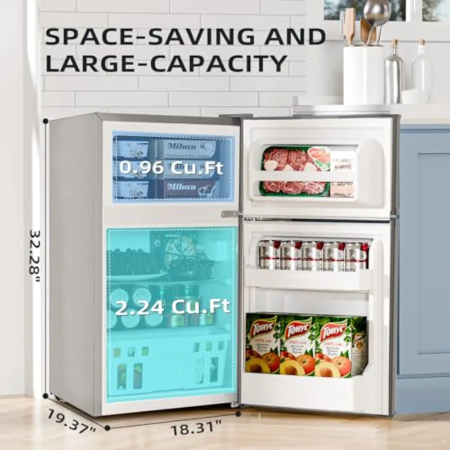 Mini Refrigerator with Freezer with Adjustable Thermostat