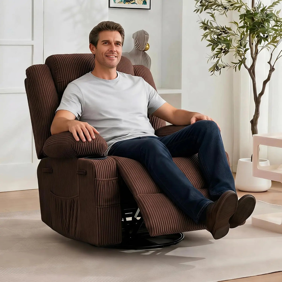 Corduroy Rocking Recliner Chair for Adults