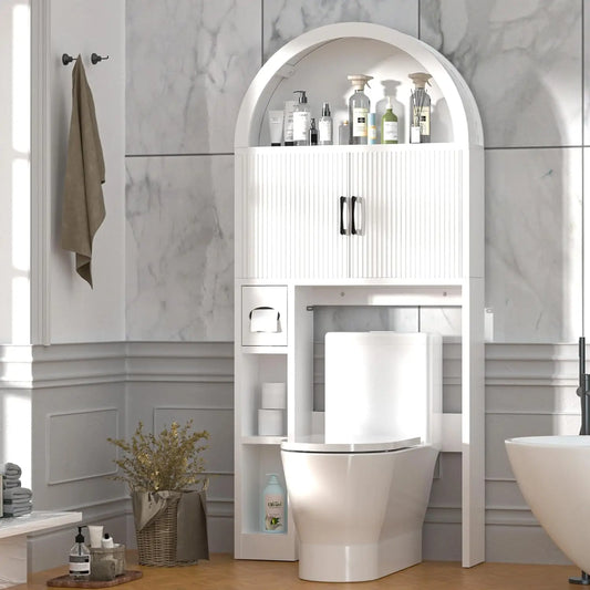 Arched Storage Organizer Cabinet with Anti-Tip Device