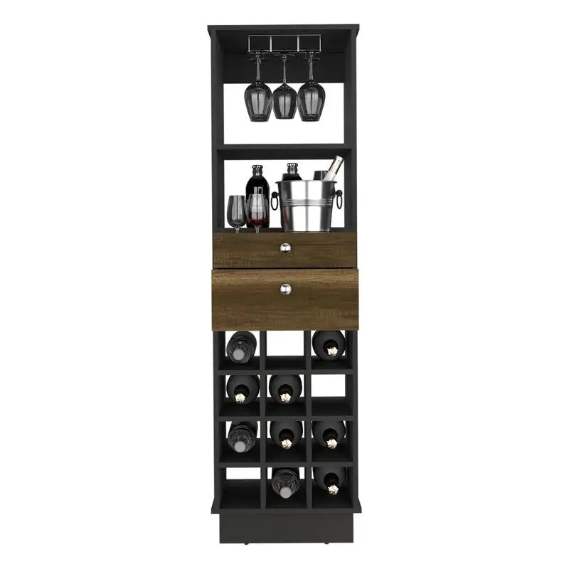 Classic Bar Cabinet with 2 Drawers & 12-Bottle Wine Rack