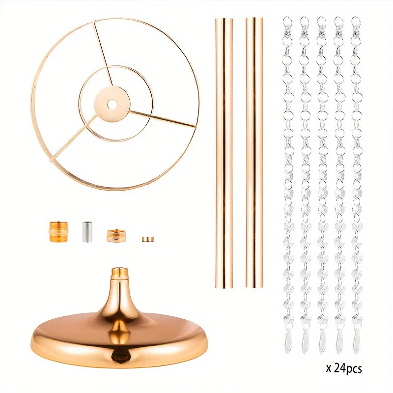 Tall Metal Crystal Flower Stand Vase