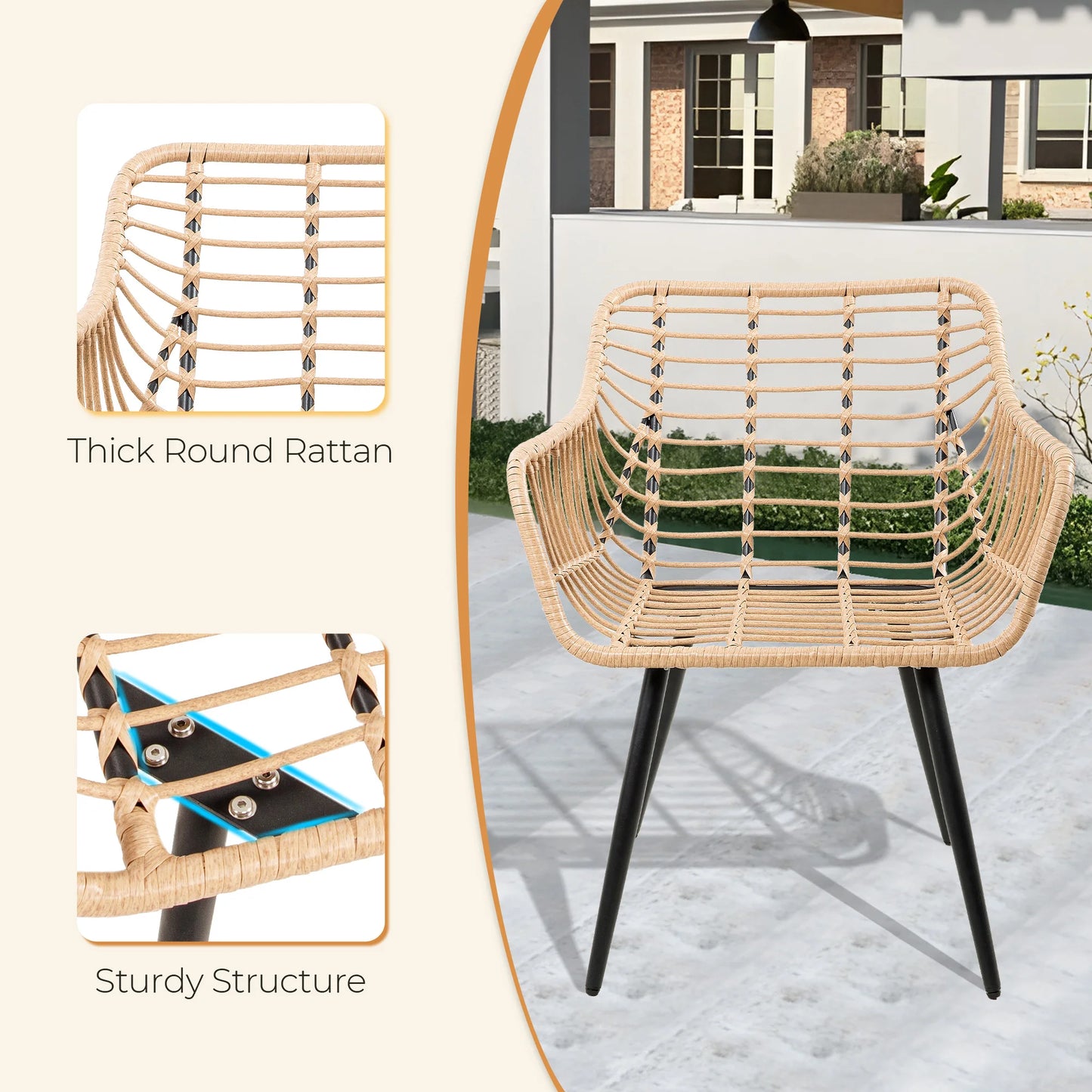 Outdoor Wicker Small Conversation Bistro Set