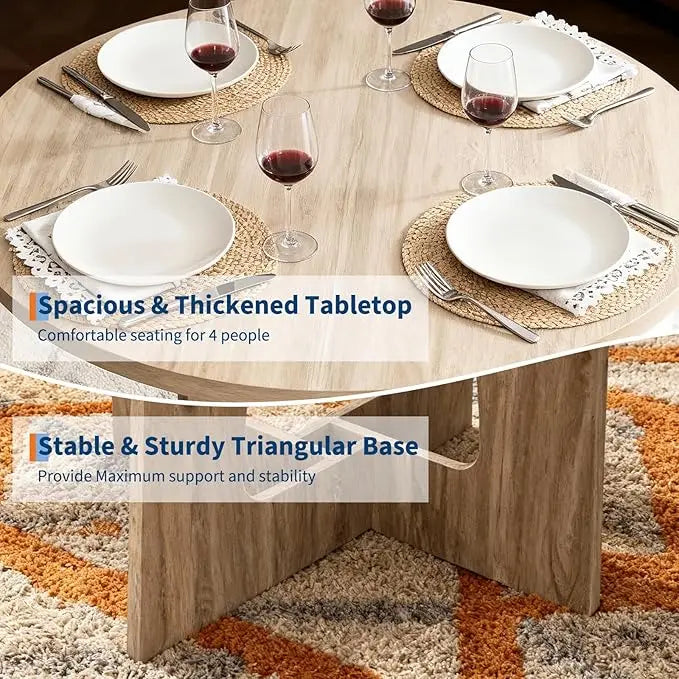 Round Dining Table with Cross Base