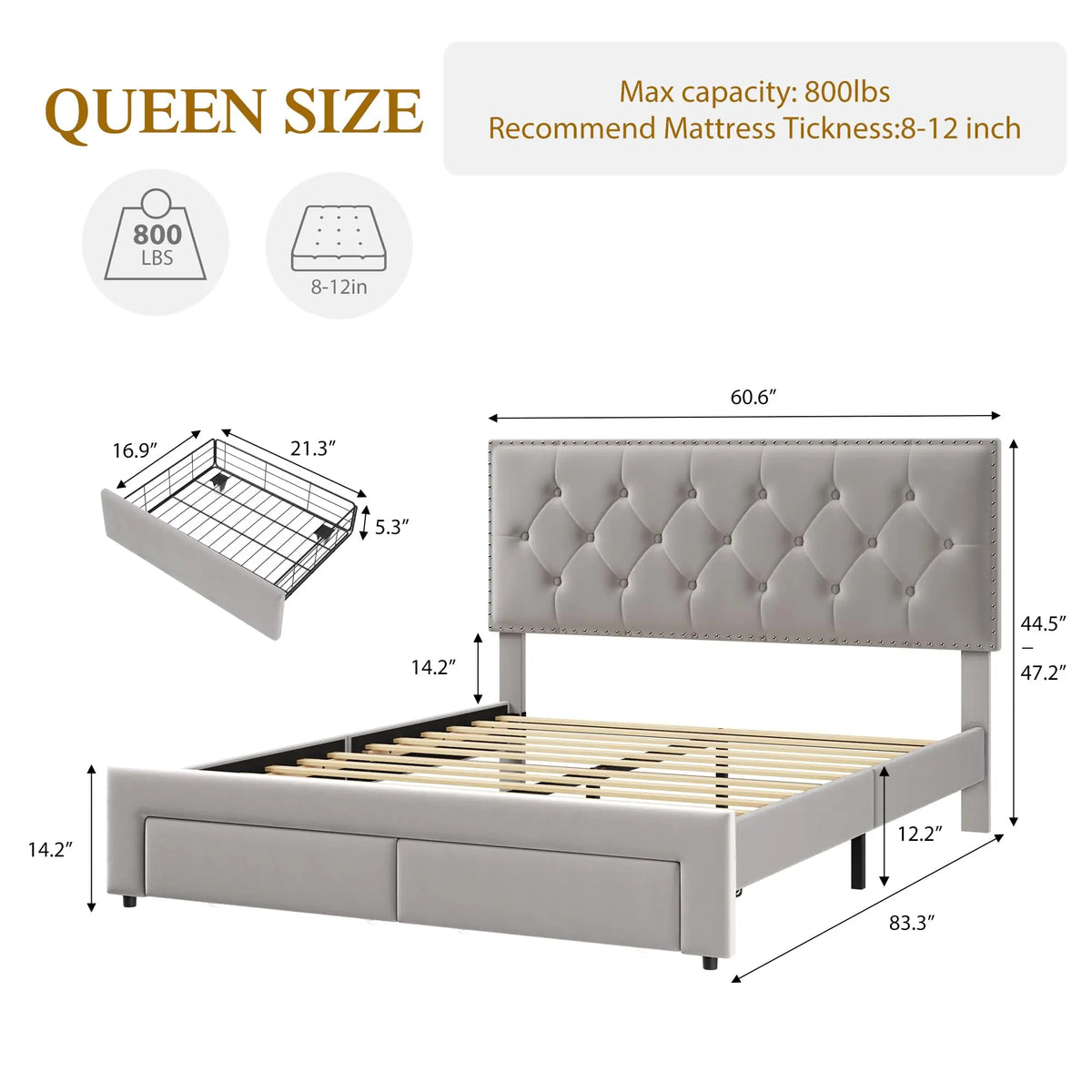 Vintage Velvet Headboard Bed Frame