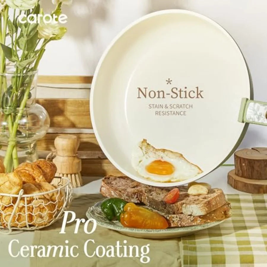 Nonstick Pots and Pans with Detachable Handle Ceramic Cookware Set